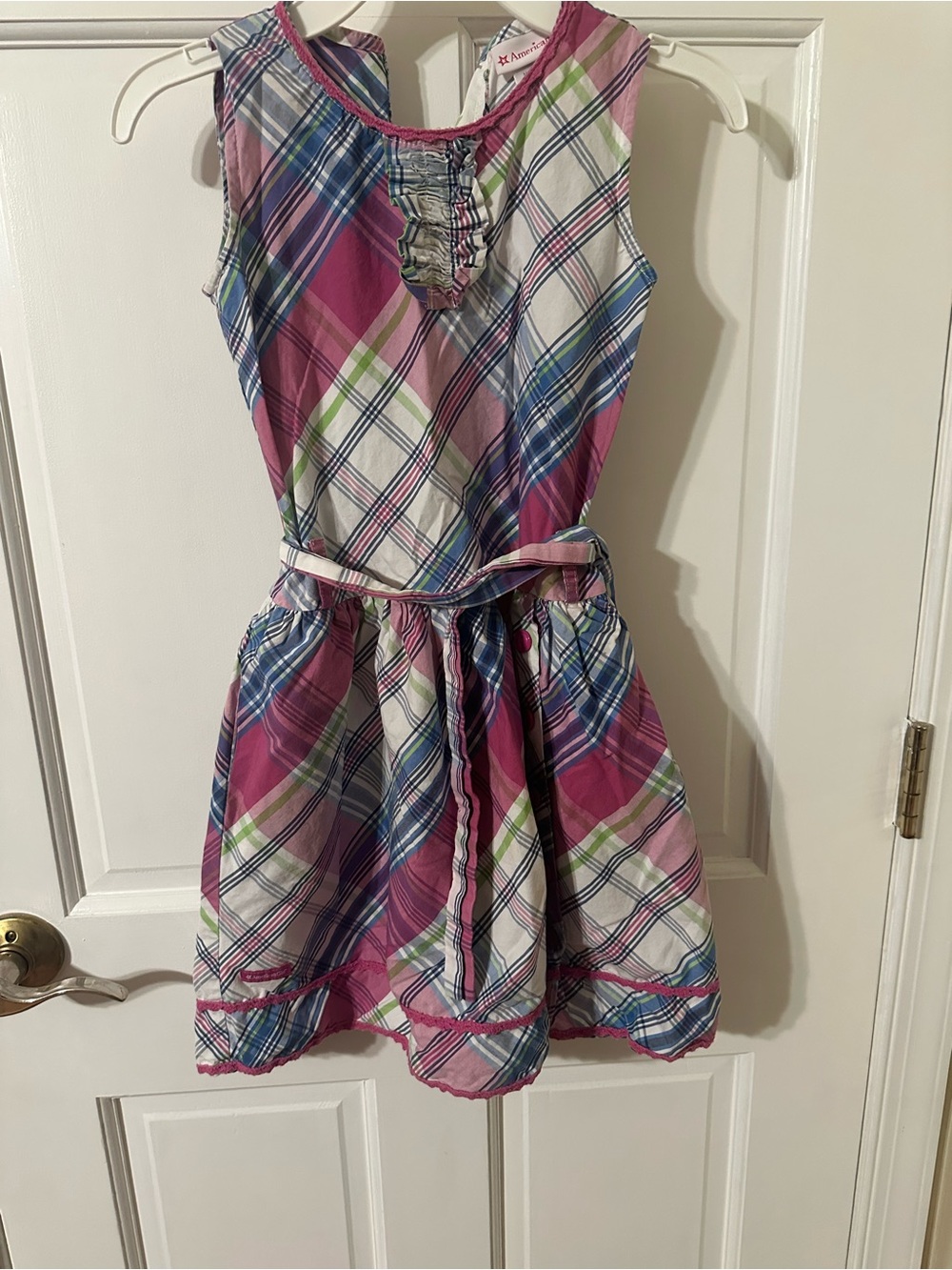American Girl Plaid Belted Sundress